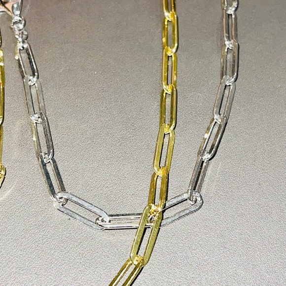 10k Gold Vermeil Paperclip solid chain   So elegant and beautiful best Gift WOW! - Picture 3 of 12